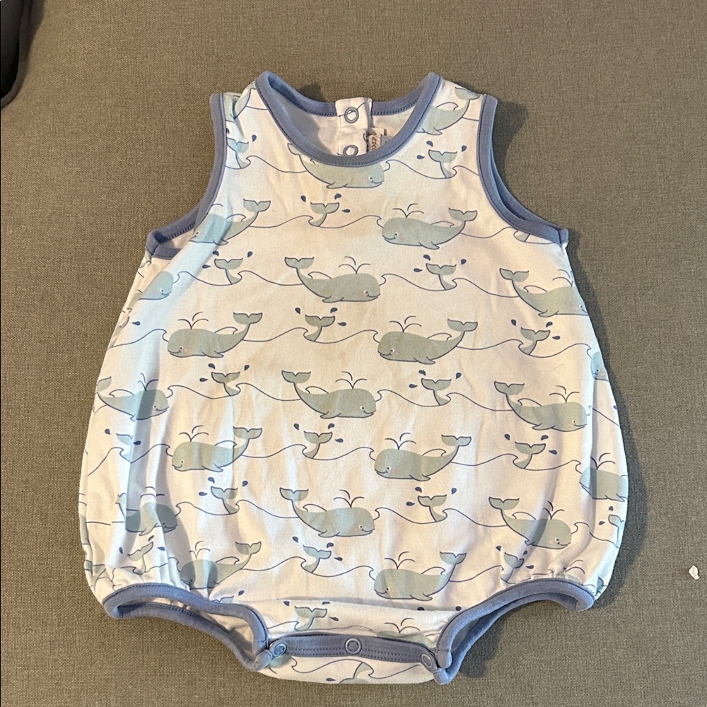 The Beaufort Bonnet Company Whale Print Baby Bubble Romper